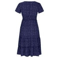 thumbnail image 6 of Lmnyox Floral Midi Dress for Women Short Sleeve V Neck Dress Flowy High Waist Vacation Sundress, 6 of 9
