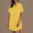 thumbnail image 1 of Ovzne Robes pour Femmes 2025 Robe d'Été Chemise-Jupe Boutonnée avec Col en Coton et Lin Mini Robe Chemise Robe d'Été Liquidation, 1 of 7