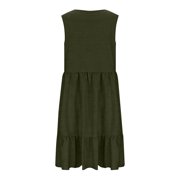 Women's Maxi Flowy Dress A Line Fashion Plus Size Casual Solid Sleeveless Round Neck Dress Beach Vacation