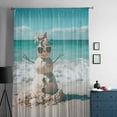 thumbnail image 5 of Coastal Snowman Christmas Semi Sheer Curtains Drapes for Living Room, Bedroom, French Doors Window 63 Inches Long, Xmas Beach Seaside Rod Pocket Chiffon Curtain Drapery Voile Draperies Panel, 5 of 6