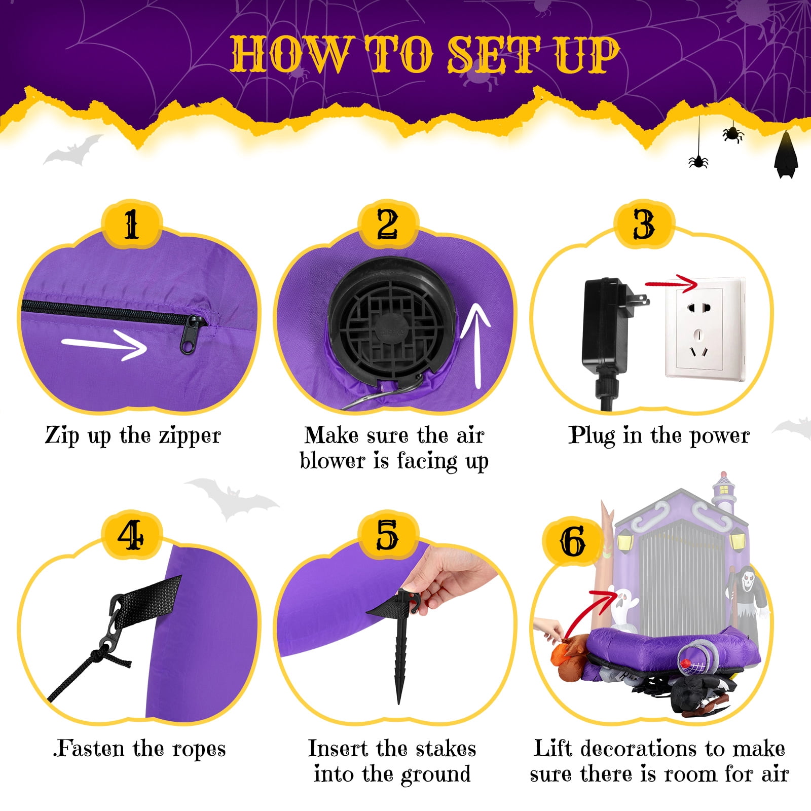 9.8 FT Halloween Inflatable Haunted House Castle Archway with Grim Reaper & Ghost, LED Lights for Yard/Party