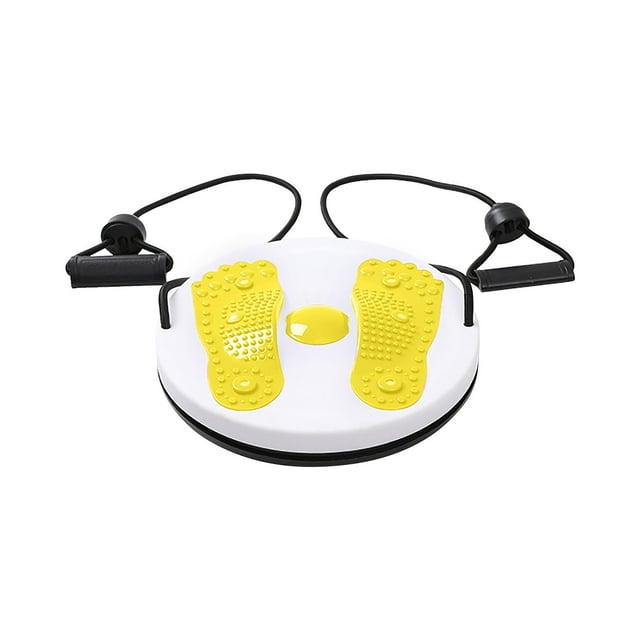 ETHKIA Ab Twist Waist Disc Board, Upgraded Adjustable Waist Trainer Twisting Disc with Handles, Multi-function Home Fitness Foot Massage Yellow