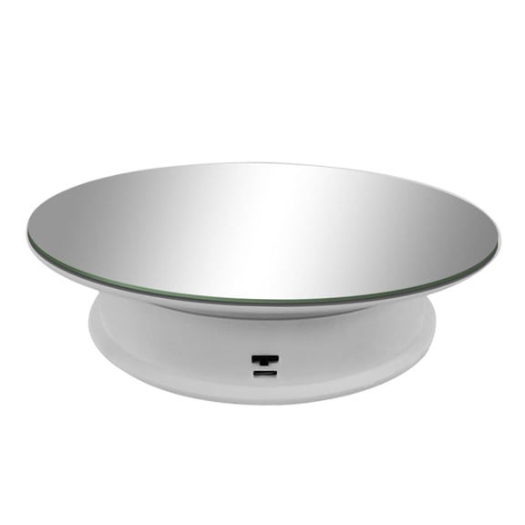 8" Rotating Display Stand USB Powered Turntable 2 Speed Toy Model White Mirror
