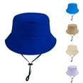 thumbnail image 2 of Xfvqtps Unisex Fisherman Hat Sun Hat Sun Protection Adjustable Drawstring Solid Color Simplicity Outdoor Travel Sunshade Fashion Versatile Breathable Beach Summer Canvas Bucket Hat Blue, 2 of 4