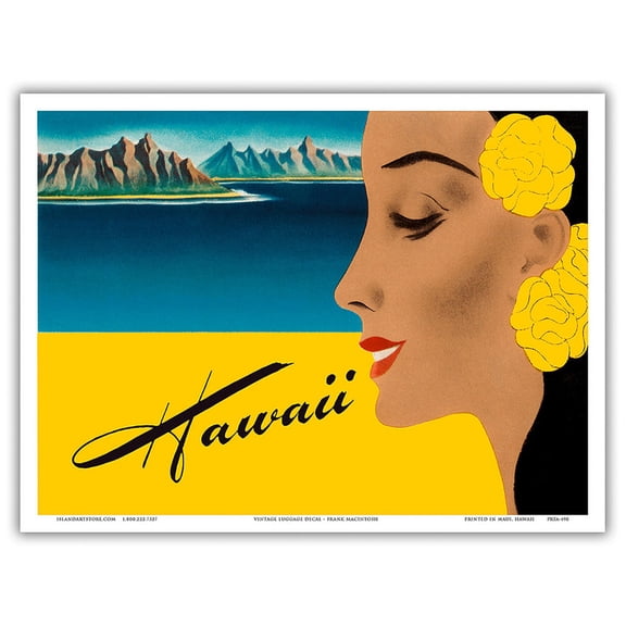 Hawaii - Vintage Ocean Liner Travel Poster by Frank Macintosh c.1940s - Master Art Print (Unframed) 9in x 12in