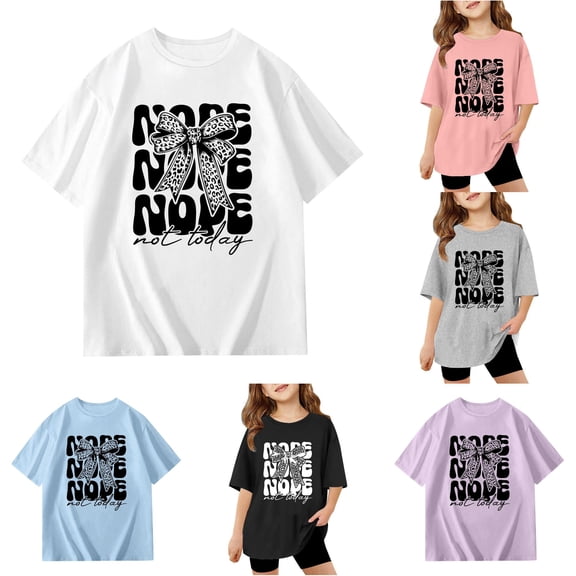WhouRiu Girls Back To School T Shirts Short Sleeve Crew Neck Cartoon Graphic Tees Kids Comfortable Cute Casual Tshirt,4-5 Years