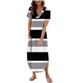 thumbnail image 1 of PEZHADA Robe d'Été Sexy pour Femmes Confort d'Été Mode Sexy Imprimé Poche Manches Courtes Col en V Robe Manches Courtes pour Femmes Robe Courte pour Femmes Sexy, 1 of 1