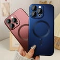 thumbnail image 5 of Magnetic for iPhone 12 Pro Max Case for Women,Shockproof Matte Luxury Metallic Luster Design with Full Camera Lens Protector, Compatible with Magsafe Case for iPhone 12 Pro Max 6.7"-Dark Blue, 5 of 13