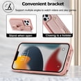 thumbnail image 5 of For IPhone 15 Pro Case  Premium PU Leather Wristband Holder With Multiple-Card Slots, Flip Wallet Phone Case With Detachable Crossbody,Rose gold,For iPhone 15 Pro, 5 of 7