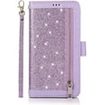 thumbnail image 6 of Wallet Case Compatible with iPhone 12 Pro Max 6.7 inch 2020,Magnetic Handbag Zipper Pocket PU Leather Flip with 9 Card Slots and Wrist Strap Folio TPU Inner Stand Case - Purple, 6 of 16