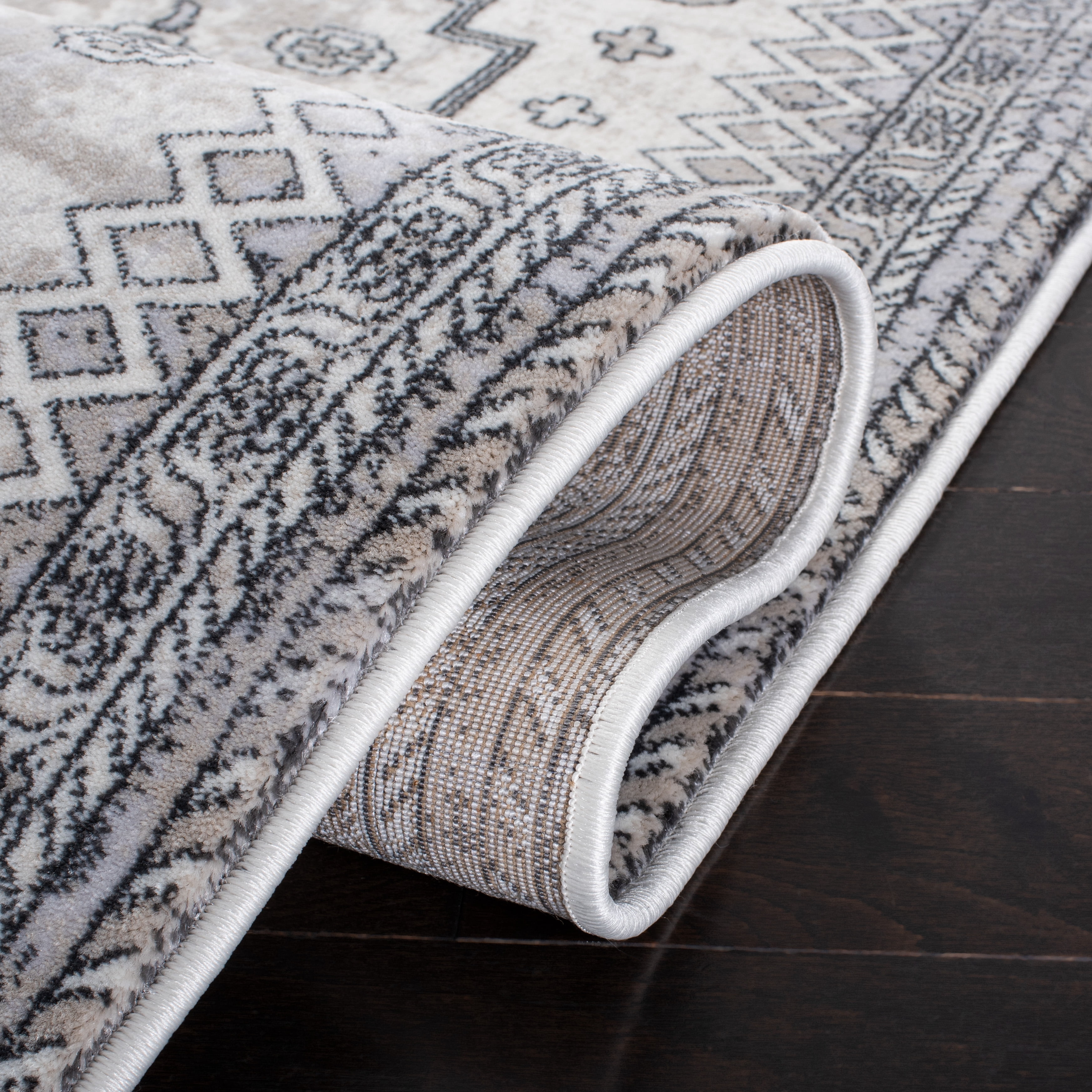 SAFAVIEH Carnegie Stojan Tribal Area Rug, Ivory/Gray, 6'7" x 9'2"
