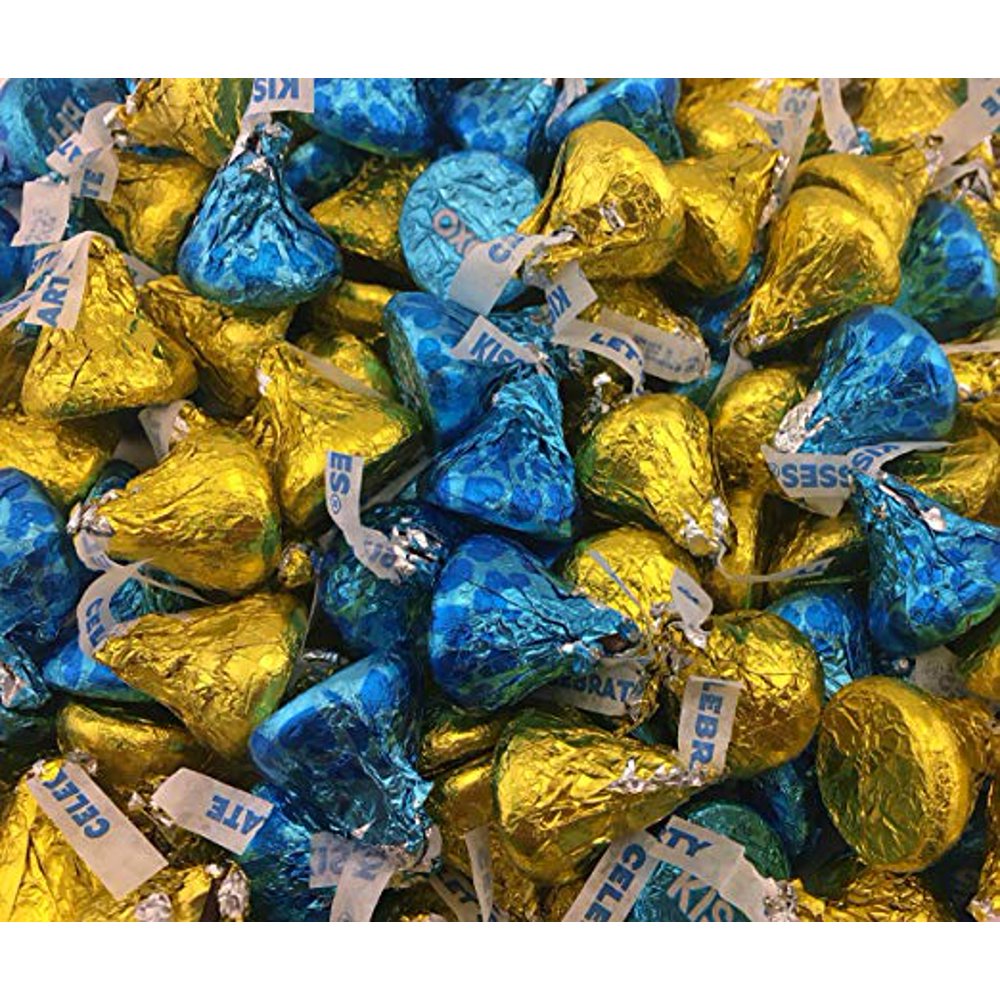 Milk Chocolate Yellow and Conversation Blue Candy Mix, Hershey's Kisses