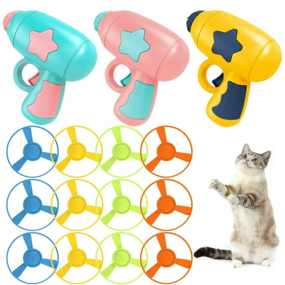15pcs Cat Fetch Toy with Colorful Flying Propellers Set Cat Playing Trackin Pet