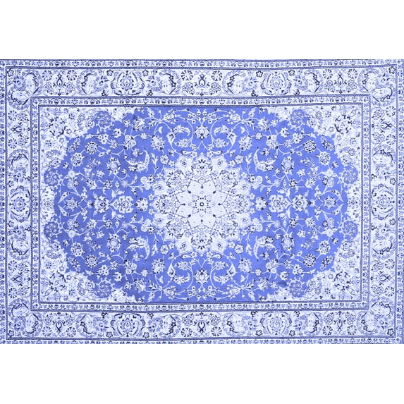 Ahgly Company Indoor Rectangle Medallion Blue Traditional Area Rugs, 7' x 9'