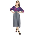 thumbnail image 6 of Bimba Women Casual Midi Shift Dress Chic Style Gray Rayon Day Dresses 3/4 Sleeve, 6 of 7