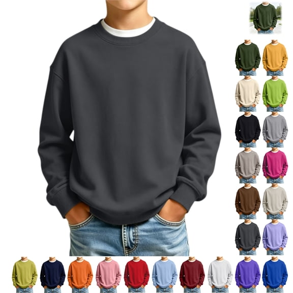YOUYEDIAN Boys Oversized Sweatshirts Kids Fashion Long Sleeve Crewneck Fleece Pullover Tops