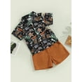 thumbnail image 3 of Genuiskids Toddler Baby Boy Western Outfits 6M 12M 18M 2T 3T 4T Kids Boy Gentleman Outfits Summer Cactus Print Short Sleeve Button Up Shirt Tops Shorts 2Pcs Infant Cowboy Clothes Set, 3 of 9