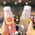 thumbnail image 3 of Walbest 560ml Gradient Elk Frosted Plastic Water Bottle Wide Mouth Leak-proof Water Cup, Portable Couple Space Cup, 3 of 7