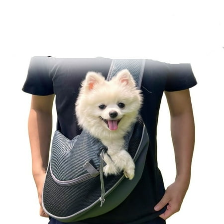 ZHAO PetAmi Small Dog Sling Carrier  Soft-Sided Crossbody Puppy Carrying Purse Bag  Adjustable Sling Pet Pouch to Wear Medium Dog Cat Travel  Dog Bag for Traveling  Breathable  Poop Bag Dispenser