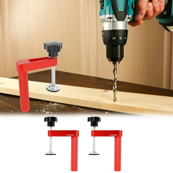 Sutowe 2Pcs Bench Dog Clamp 19mm Aluminum Alloy Woodworking Adjustable Dog Hole Clamp Bench Desktop Clip for Cutting Sanding Carpenter