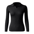 thumbnail image 4 of TRUBKH Fall Outfits for Women Long Sleeve Shirts Lapel Business Casual Outfits for Women Slim Fit Tunic Tops Blouse Cotton Blend Solid Tops Going Out Tops Flowy Top Fall Tops for Women Black One Size, 4 of 4