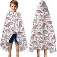 thumbnail image 3 of Pink Dinosaurs Palms Bones Pattern Hooded Bath Towel，60"x35" for Ages 3 To 12 Kids, Quick Dry Lightweight Soft Microfiber Hood Beach Towel Cover Up for Kids, 3 of 7