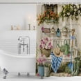 thumbnail image 2 of Polyester Fabric Spring Daisy Shower Curtain, Flowers Farmhouse Leaves Floral Pots Country Retro Waterproof Bathtub Curtain Bathroom Decor Set with Hooks 72 x 78 Inches, 2 of 6