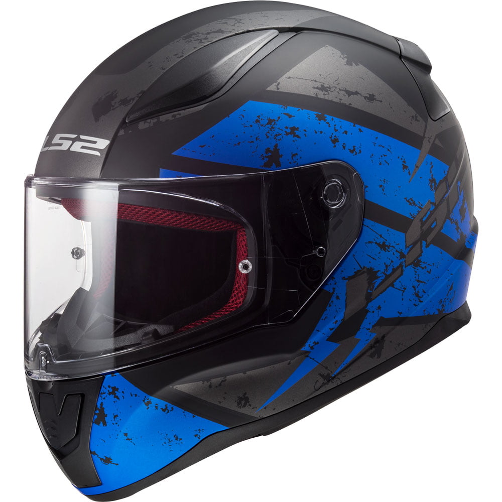 LS2 RAPID DEADBOLT FULL FACE MOTORCYCLE HELMET MATT BLACK BLUE & BLUE VISOR 