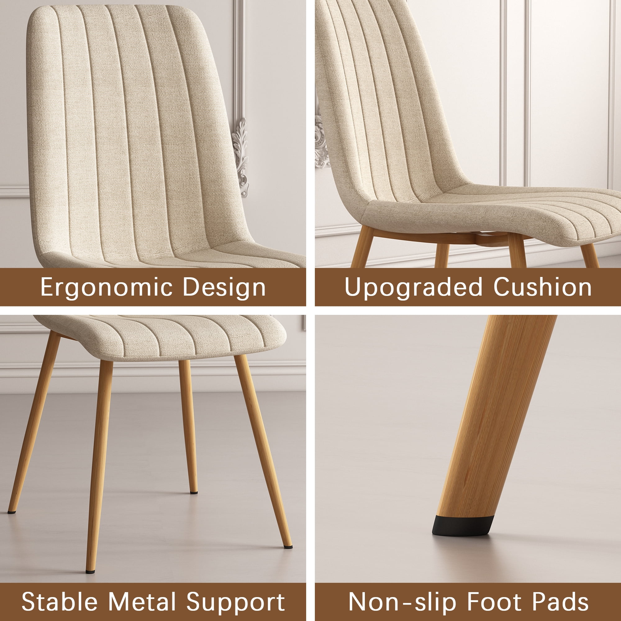 Dining Chairs Set of 4, Modern Style Dining Kitchen Room Upholstered Side Chairs