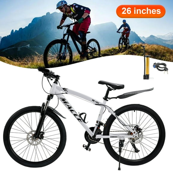 26" White 27 speed double disc brake Suspension Fork mountain bike MTB for adult