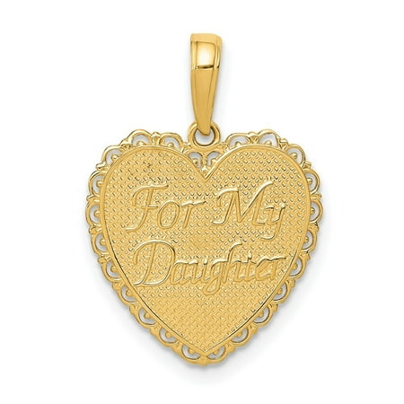 Diamond2Deal 14K Yellow Gold Reversible FOR MY DAUGHTER Heart Pendant for Women