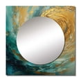 thumbnail image 2 of Designart "Gilded Spiral Waves In Maritime Gold III" Abstract Spirals Square Mirror Wall Decor Transitional - Large Gold Square Bathroom Mirror - Square Printed Wall Mirror Art, 2 of 5