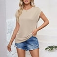 thumbnail image 5 of Womens Shirts Blouse Women's Fashion Casual Wave Stripe Loose Short Sleeve T-Shirt Vest Top, 5 of 6