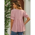 thumbnail image 4 of DARING DIVA Women's Maternity Ruffle Short Sleeve Casual Tiered Shirt S Pink, 4 of 7