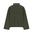 thumbnail image 5 of GigrtiJin Women Sweater Solid Color Ribbed Knitted 1/4 Zipper Lapel Long Sleeve Blouse Fall Winter Thermal Cozy Tunic, 5 of 7