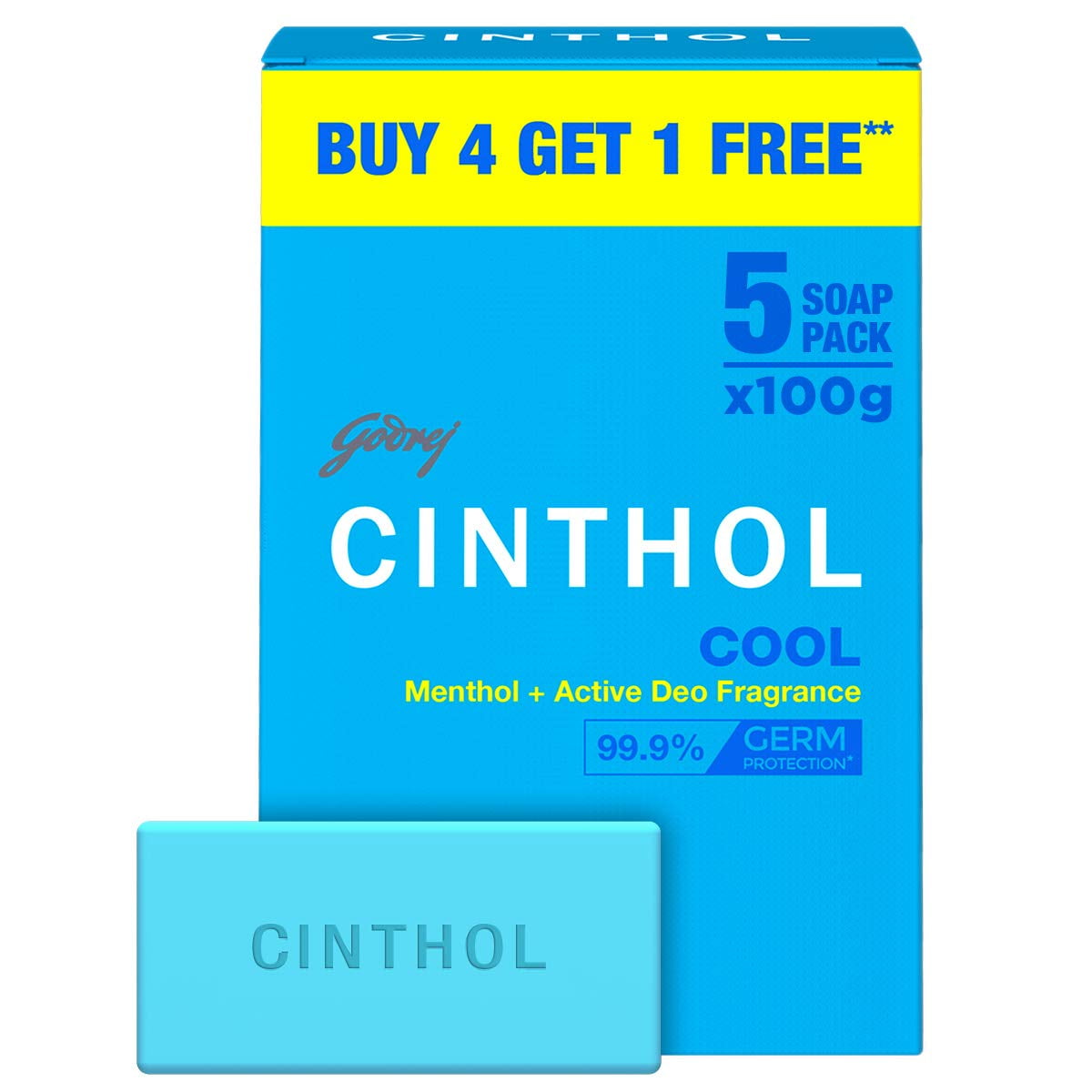 Cinthol Cool Soap, 100G (Pack Of 5) With IcyCool Menthol Soaps For