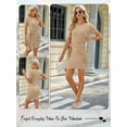 thumbnail image 7 of Hibeli Womens Crew Neck Short Sleeve Pleated Waist Tie Solid Color Mini Dress, 7 of 7
