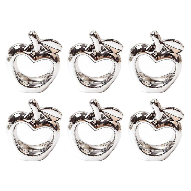 6 anillos para servilletas, soporte con hebilla de anillo de servilleta vintage chapado en metal para decoración de mesa de comedor (plata)