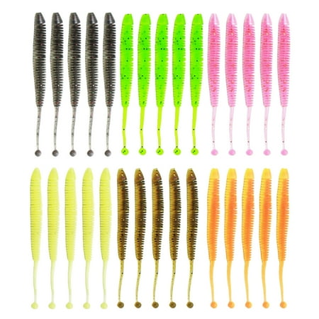 4.8/6/8cm Worm Baits 30Pcs Fishing Lures Fishing Tackle for Trout Fishing Swimbaits Soft Lures Paddle Tail Baits