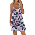thumbnail image 2 of up to 60% off Gifts Usmixi Jumpsuits for Women Dressy Casual Loose Wide Leg Spaghetti Strap Short Jumpsuits Overalls with Pocket Summer V-Neck Sleeveless Tie-Dye Print Mini Formal Rompers Purple xl, 2 of 5
