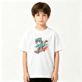 thumbnail image 2 of Skater Cat Skateboard Cool Boys Graphic Tees Streetwear Kids T-Shirt 100% Cotton Short Sleeve Tops Ages 4-13Y, 2 of 5