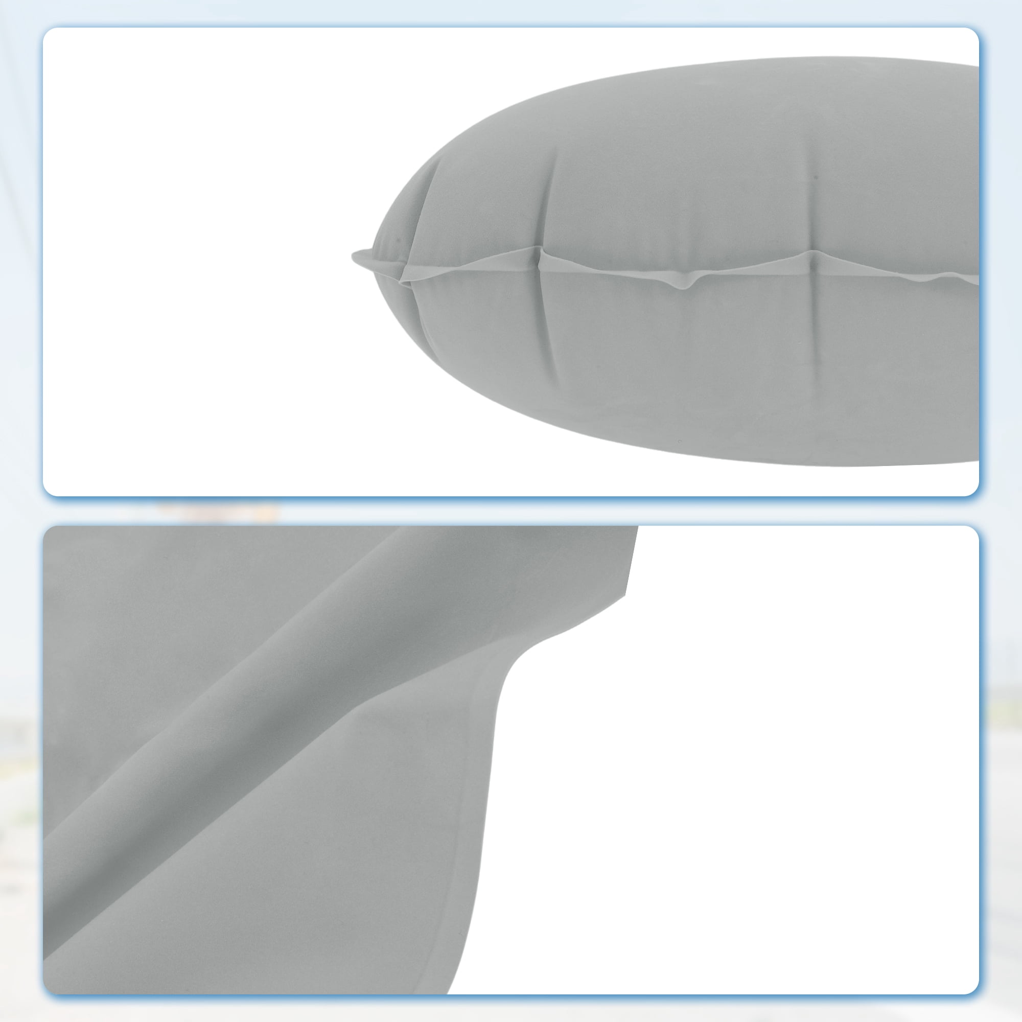 Unique Bargains Travel Pillow Press to Inflate Neck Pillow Light Gray 19.29"x12.6"