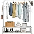 thumbnail image 2 of Clothes Rack, Double-Rod Clothing Rack, Garment Rack, For Boxes Shoes Boots Storage, Metal Frame, White, 2 of 8