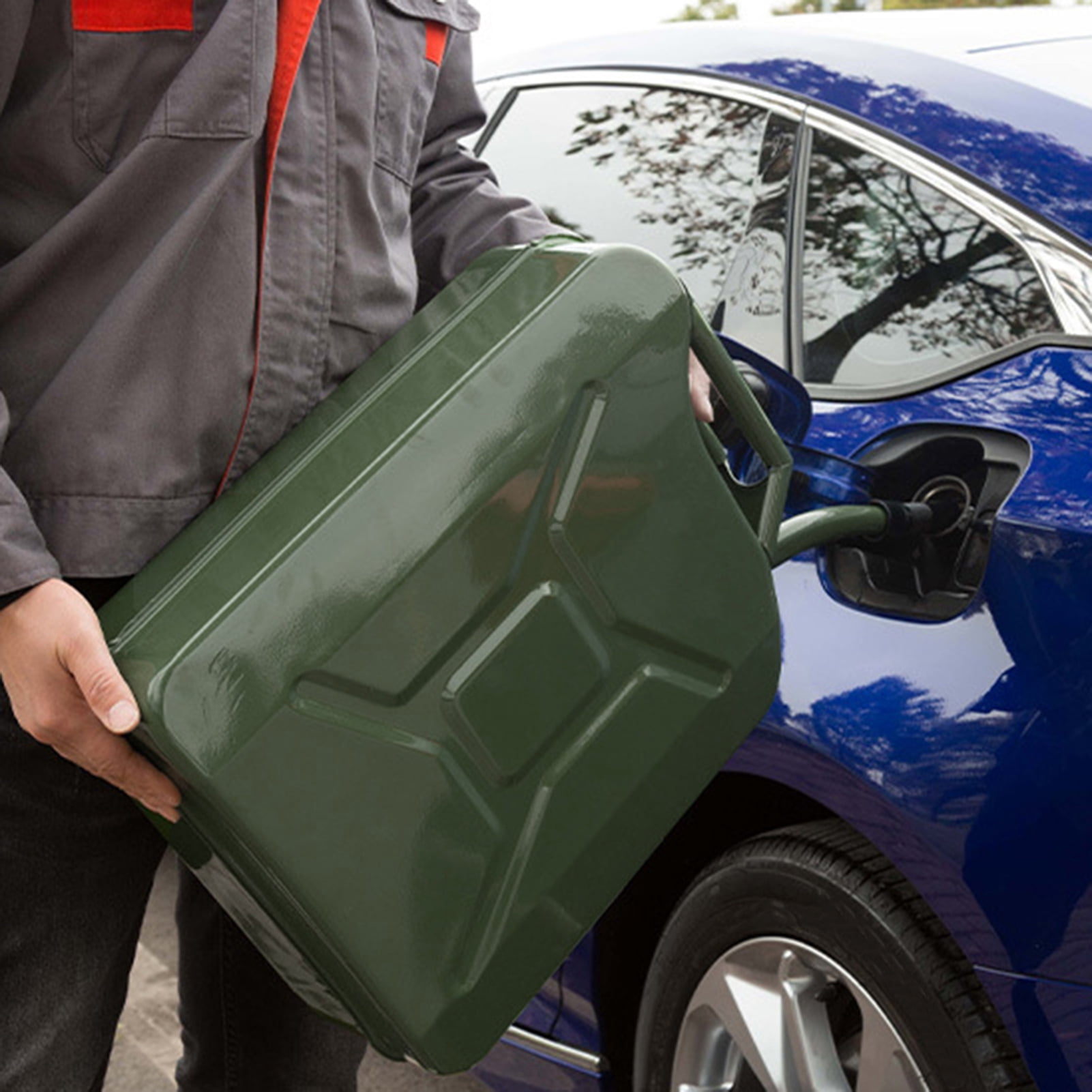 Jnismy Fuel Can Oil Transfer Tank, 1.32 Gallon / 5 L Portable Gas Can Transfer Tank Portable Storage Transfer Container with Flexible Spout System,Large Capacity Leakproof Good Sealing