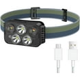 thumbnail image 1 of Jinsinto Rechargeable Headlamp with 5 Lights and 6 Modes, Waterproof 6000L LED Hands-Free Light, Super Bright Rechargeable LED Running Headlamp [Energy Class A+++], 1 of 5
