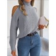 thumbnail image 3 of Autumn And Winter Casual Off-shoulder High-neck Hollow Long-sleeved Knitted Pullover Women's Sweater, 3 of 7
