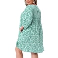 thumbnail image 4 of DARING DIVA Women's Plus Size Drawstring V Neck Babydoll Midi Flowy Dress 1X Green, 4 of 6