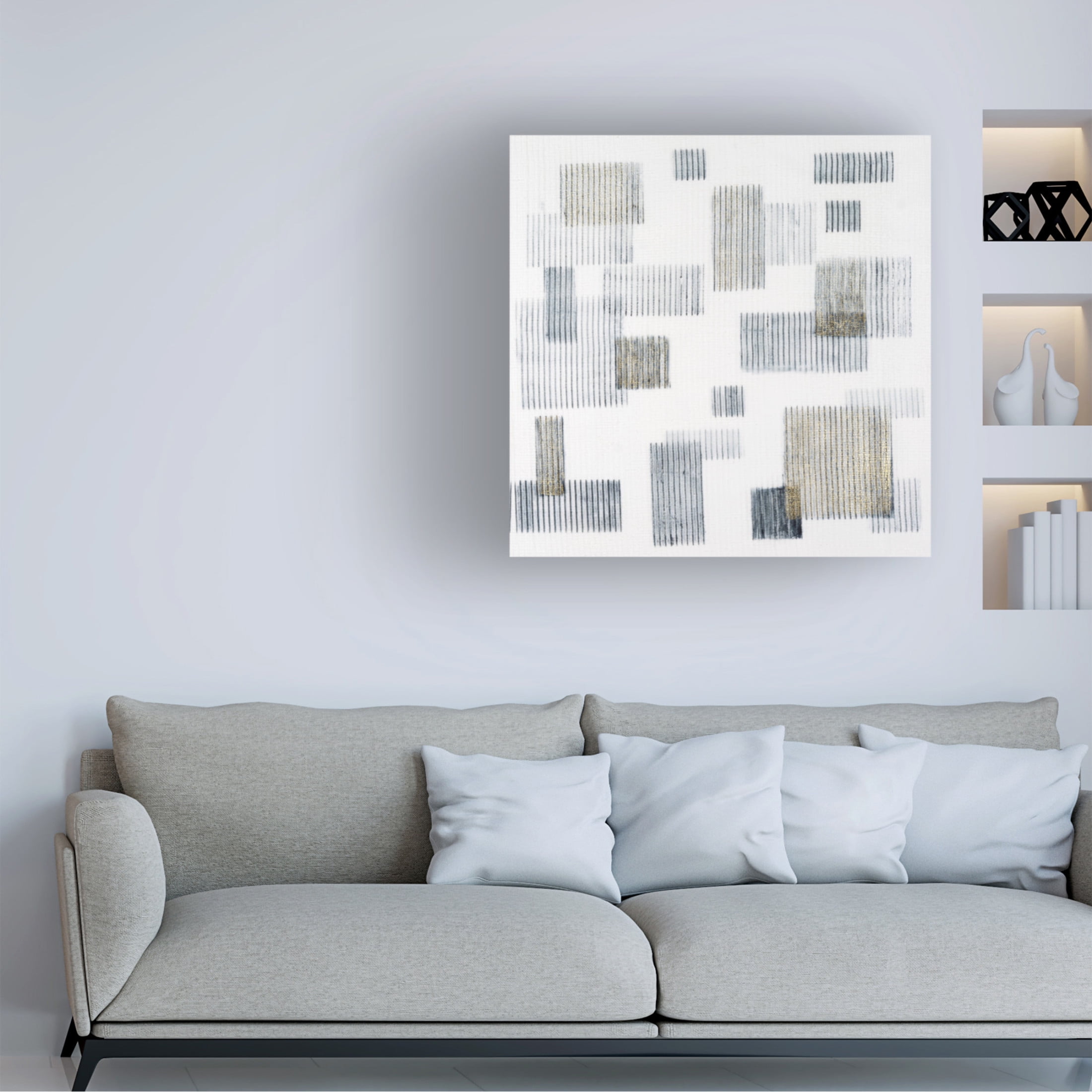 Trademark Fine Art Vanna Lam  Embellished Shadow Squares II Canvas Wall Art