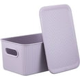 thumbnail image 3 of Superio 5L Small Lilac Ribbed Storage Bin with Lid, Plastic (2 Pack), 3 of 7