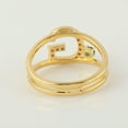 thumbnail image 3 of KIRAN FINE JEWEL Round Green Emerald CZ Diamond Alphabet Statement Ring Yellow Gold Plated 925 Silver Gemstone Statement Jewelry Gift For Her, 3 of 5